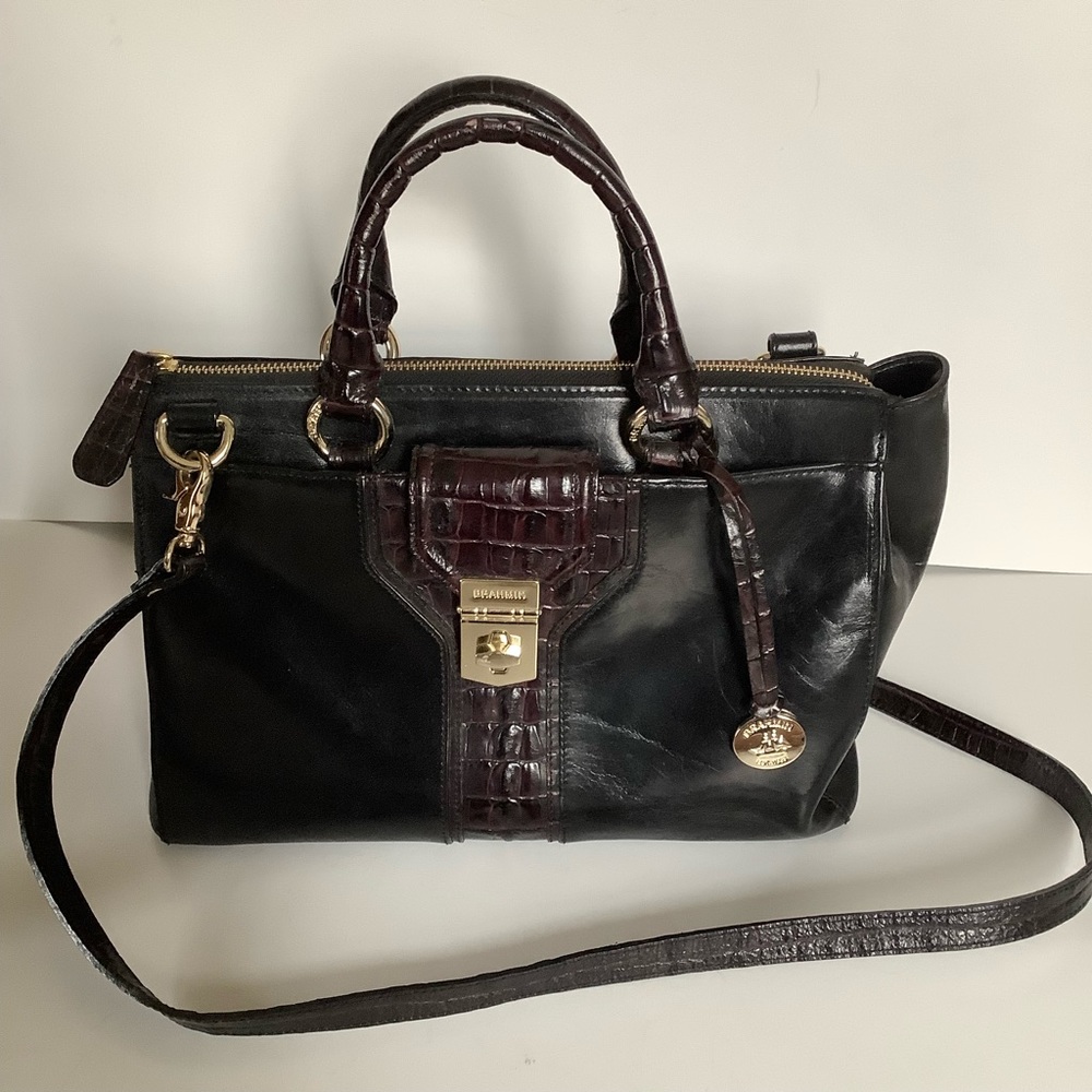 Brahmin Croc Embossed Leather Satchel Crossbody